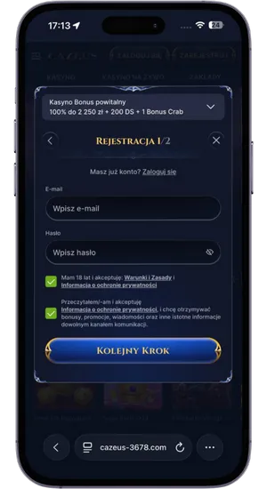 Rejestracja i wpłata w kasynie
